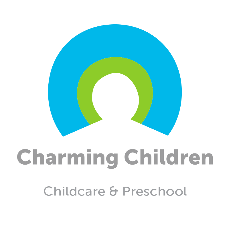 Charming Children logo with blue and green circular arch above the text “Childcare & Preschool”